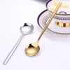 304 stainless steel spoon household round spoon Creative dessert coffee stirring spoons Feeding spoon Dinnerware Set Kitchen drop ship