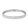 Superbe Nouvelle Arrivée Unique De Luxe Bijoux 18K Or Blanc Remplir Pleine Princesse Coupe Blanc Topaze CZ Diamant Pierres Précieuses Femmes Bracelet Cadeau