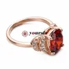 Yoursfs Hotselling Bridal Fashion Perfect Cut Red Ruby Austrian Crystal Ring 18 K Rose Gold Plated 3Ct Simulated Diamond Luxury Lady Rings