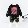 2020 Kids Boy Clothes Baby Suit Hooded Camo Top Pants Sport Barn Kids Outwear Baby Gifts For Newborn Boys Green Clothes13203956