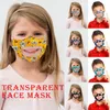 Maschere Respiratore per labbra per bambini Bambini stampati PET Copri bocca trasparente Maschere per il viso visibili lavabili Maschera protettiva in cotone per esterni LSK438