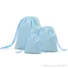 75 PCS three dimensions (5 * 7 CM / 7 * 9 CM / 10 * 12 CM) velvet drawstring bag bag/wholesale jewelry bag Christmas/wedding gift bag blue