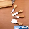 New Stainless Steel Cheese Knife Oak Handle Cheese Butter Pizza Cutter 4pcs/set Cheese Knife Set