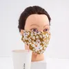 Maschera per il viso in paglia Maschere con stampa floreale 16 Stili Lavabili antipolvere Maschere con filtro per cannuccia Anti PM2.5 Copri bocca in cotone antinebbia GGA3588-6