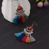 Boucles d'oreilles longues avec pompon en coton et soie pour femmes, bijoux Vintage bohème gitane, mode thaïlande et inde, 2020