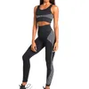 Conjunto de Yoga sin costuras para mujer, ropa deportiva, mallas deportivas para gimnasio, Sujetador deportivo con tiras y realce acolchado, trajes para correr