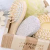 Promozionale in legno a forma di cuore Confezione regalo 6 pezzi accessorio da bagno Spugna sisal / pettine Legno / Spazzola per massaggi / spa / Regalo da bagno lxj047