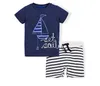 Baby Boy Designer Kläder Barn uppsättningar 100% Bomull Sommar Pojke Set Kortärmad T-shirt med kappa + Denim Korta barn Kläder uppsättningar