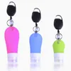 Silicone 38ml 60ml 90ml reutilizável portátil mini tamanhos de álcool garrafa pequenas garrafas de loção de viagens com suporte de suporte esticável portador de chaveiros