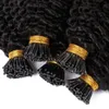 Fluffy Afro Human Hair Extensions Kinky Straight Pré-collé I tip HairBundles 100g