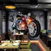 カスタム3D壁の壁画の壁紙オートバイ壊れた壁の人格レトロなバーKTVレストランの写真ポスターの装飾の壁の絵