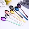 Food Grade stainless steel spoon fork rainbow stirring scoops mug ice scoop dessert ladle spoon Steak Fork home Kitchen Dining Flatware