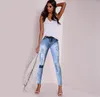 Designer Ripplate Dżinsy Dla Kobiet Dziury Skinny Jeans Slim Kobiet Trend Mody Nowa Elastyczna Patchwork Multi-Hole Spodnie Odzież