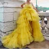 Puffy Ramiączek Prom Dresses Wysokie Niski Wielopiętrowy Tulle Vestidos De Novia Princess Girls Party Dress Custom Made Evening Sukienka Tani