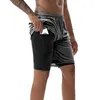 2024 Mens 2 in 1 Running Shorts Jogging Gym Fiess Training Quick Dry Beach Short Pants Male Summer Sports Workout Bottoms Clothing