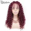 ZESEN 13x4 Synthetic Lace Front Wig 99j Dark Wine Colored Deep Wave Wigs free Part Hair Wig for Women