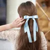 Мода атласной Шпилька Hairbands двухсторонних клипов лента Streamer Bow волос Scrunchie Твердой клип заколки женщины Аксессуары для волос M2291