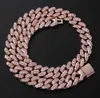 13mm Iced Pink and rose gold cuban Link Chain Choker Necklace Gold Cuban Link Gold Silver Cubic Zirconia Jewelry6462144