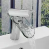 Robinet mitigeur d'évier en laiton massif chromé, robinet en verre, cascade de salle de bains, lavabo de cuisine