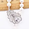 Hand knotted 8mm white shell pearl micro inlay zircon feather accessories necklace sweater chain 90-95cm