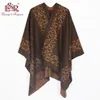 2019 Leopard Print Poncho Winter Cashmere Kvinnor Pomcho Scarf Kvinnlig ull Poncho och Capes Foulard Sjal Lic Scarf Echarpe Sjaal CX200728