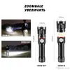 Ładowanie USB High-End Latarka LED Otaczająca Lampa COB + Magnet Tail Design Support Zoom 4 Tryby oświetleniowe Wodoodporna pochodnia