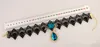 Hot Selling Original Retro Black Lace Neck Chain Blue Diamond Exquisite Halsband Kvinna Personlighet Smycken Partihandel