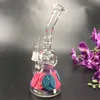 7.5Inch Colorful Dark Glow Glass Water Smoking Pipes Hookahs Honeycomb Filter Dab Rig Mini Bubbler Bongs