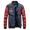 Männer Baseball Jacke bestickt Leder Pu Mäntel Slim Fit College Fleece Luxus Pilot Jacken Herren Stehkragen Top Jacke Mantel CX200801