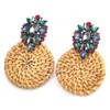 Jóia elegante encanto simples Vintage Rattan Weave Dangle Brincos acessórios de moda femininos Brincos