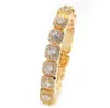 14K Gold Plated 12 5mm Men's Baguette Tennis Bracelet Soild Real Iced Diamond Hip Hop Jewelry for Men Women gifts177i