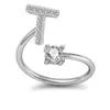 26 A-Z English Letter Ring Crind Crystal English Riging Ring Open Diamond Women Ring