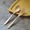 100 sztuk Naturalny Drewno Łyżka I Fork Obiadowa Kawa Spoon Sałatka Fruit Fork Tableware Green Zdrowe drewniane sztućce 1 zamówienie