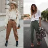 Nya kvinnor streetwear veckade mamma jeans hög midja lösa slouchy jeans fickor pojkvän byxor casual damer denim byxor8564216