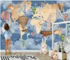 Photo faite sur commande fonds d'écran pour murs 3d fond d'écran mural Carte du monde Cartoon ballon enfants salle chevet canapé mur fond mural de décoration de papier