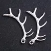 30 stks Alloy Lucky Deer Antler Charms Antiek Zilver Charms Hanger voor Ketting Sieraden Maken Bevindingen 33x67mm