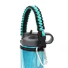 Paracord Poignée corde Flask Porte-bouteille d'eau Cordon de survie avec anneau de sécurité Porte-bouteilles à large bouche avec mousqueton 12 oz à 64 oz