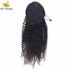 Kinky Curly Ponytail Hair Extensions Brasilianska Virgin Drawstring Ponytails för Black Women Natural Color 10-30Inch