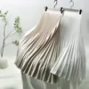 Skirts 2021 Autumn Arrival High Waist Long A-line White Pleated Skirt Elegant Breif Maxi Womens Black