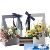 1PC Wasserdichte Blumenstrauß Taschen Mit Griff Papier Geschenk Tasche Verpackung Blume Tragbare Verpackung Papier Korb Diy Geschenk