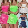 Spor Giyim 2 adet Setleri Kadın Kolsuz Kırpma Üst + Etek Elbise Romper Bodycon Parti Kulübü Giyim