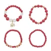 Moda Multilayer 4 PCs/Set Bracelet de Força de Força Handmada com Charms de Elefante Pingente Bracelete para Mulheres