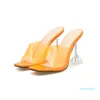 Hot Sale-High Heels Sandaler Transparent PVC European och American Big Square Head Lady Slipper 42 meter