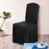 Spandex stretch stol täcker elastisk tyg ruffled tvättbar lång solid färg stol säteslock för matsal bröllop bankettfest hotell