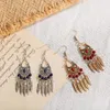 Gemstone Pendant Tassel Feather Dangle Earrings Bohemian Leaf Pendant Earrings 2020 Women Indian Jewelry