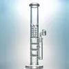 CLEAR RAINT TUBE HOLOKAHS Glass Bong Triple Combs Percolator Oil DAB Rigs Birdcage PERC 18mm Joint Water Pipes med skål