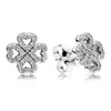 Authentique 100% 925 en argent Sterling étincelant coeur trèfle boucles d'oreilles mode femmes bijoux de mariage accessoires pour cadeau