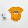 Sommar baby kläder brev spädbarn pojke t-shirt bomull nyfödd tjej romer kortärmad barn jumpsuit boutique baby kläder dw5572