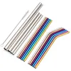 304 Rostfritt stål STRAW Creative Color Straight Tube Elbow Set Milk Tea Beverage Cocktail Strårengörare Borststång Dricker Tool 7121014