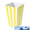 60 sztuk / partia Popcorn Boxes Paski Papier Movie Popcorn Favor Box Goody Torby Cardboard Candy Pojemnik żółty i czerwony